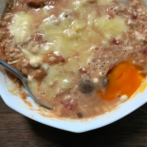 もう混ぜてあるオートミールカレー