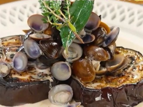 ナスのステーキ しじみのブールブランソース