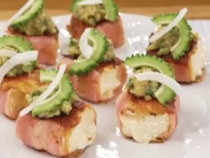 厚揚げのベーコン巻き ゴーヤみそソース