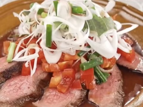薬味ステーキ ポン酢トマトソース